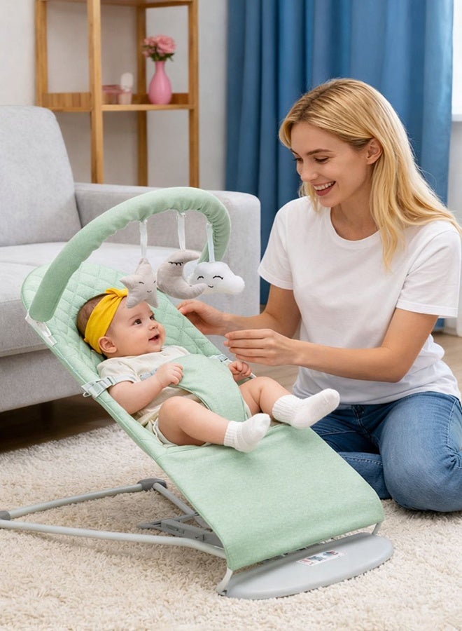 HAYALUX Portable Baby Rocker Bouncer for Siting , Infant Rocking Chair Swing with Toy Pedant - Image 2